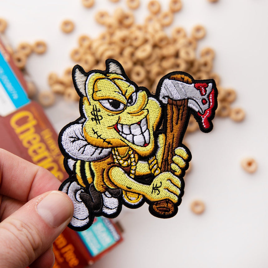 Embroidered Evil Cheerios Honey Nut Bee veclro Morale Patch designed by The Proper Patch part of the Evil Empire Collection