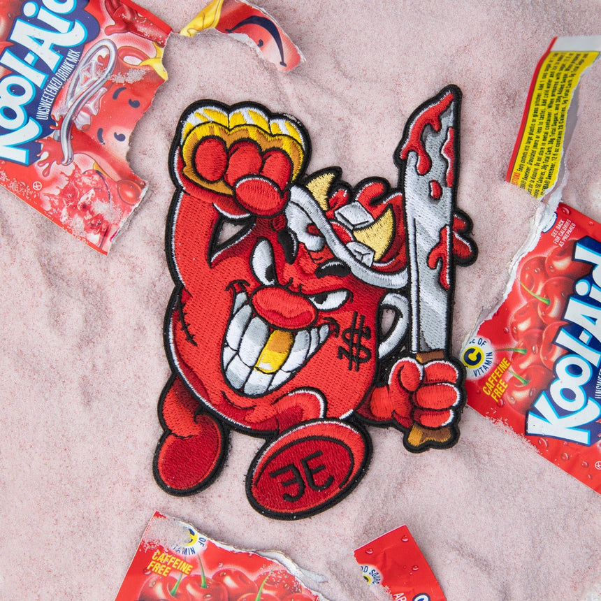Embroidered Evil Kool Aid Man "The Juice" 8 of 12 veclro Morale Patch designed by The Proper Patch part of the Evil Empire Collection
