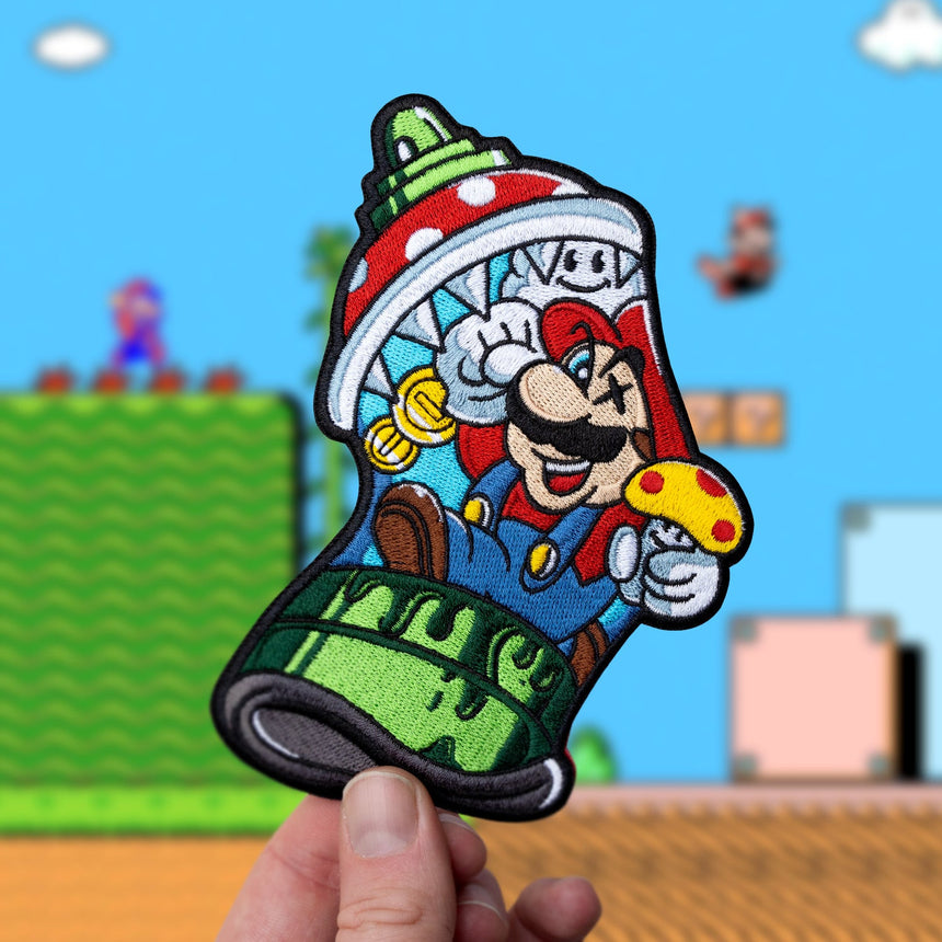 Mario Rattlecan Embroidered Velcro Patch - theproperpatch